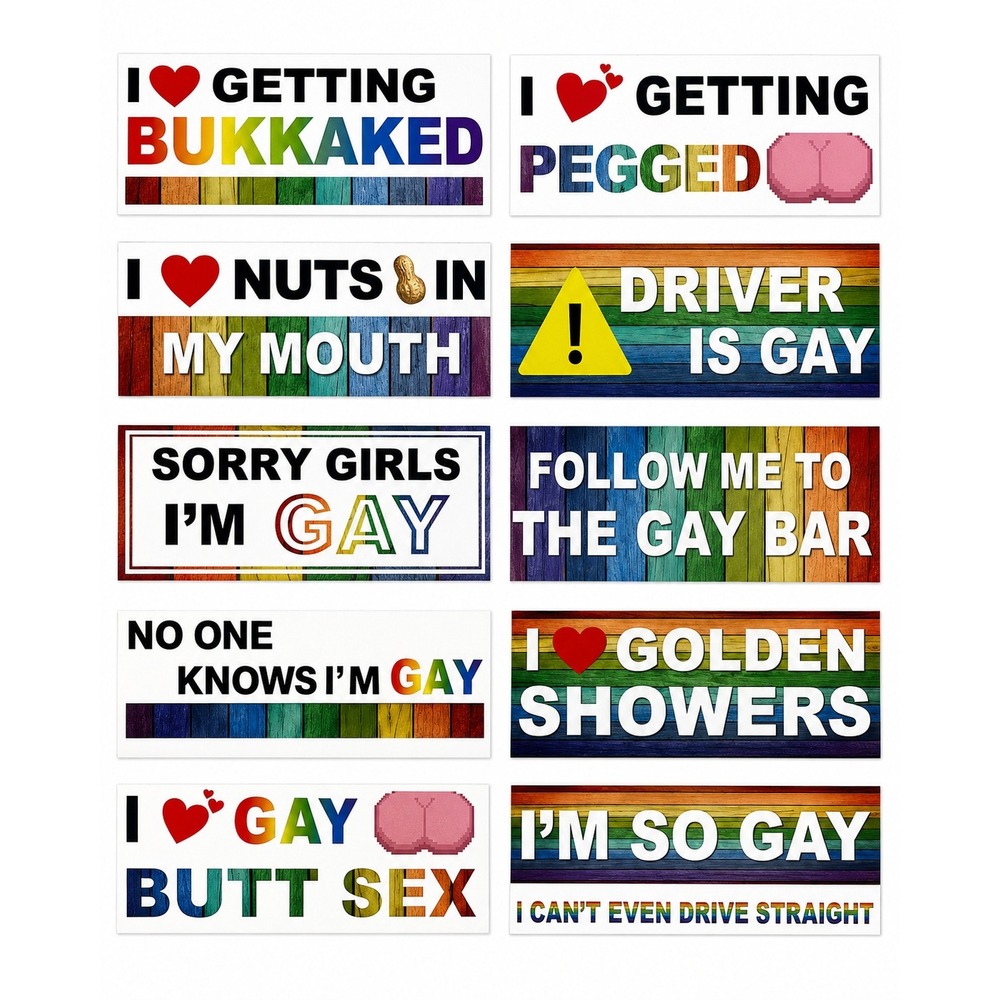 Magnetic Bumper Sticker Set Unisex OS Rainbow Brand New LGBTQ Pride 10 pc